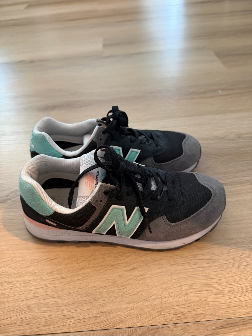 New Balance Black, Gray & Mint Athletic Sneakers